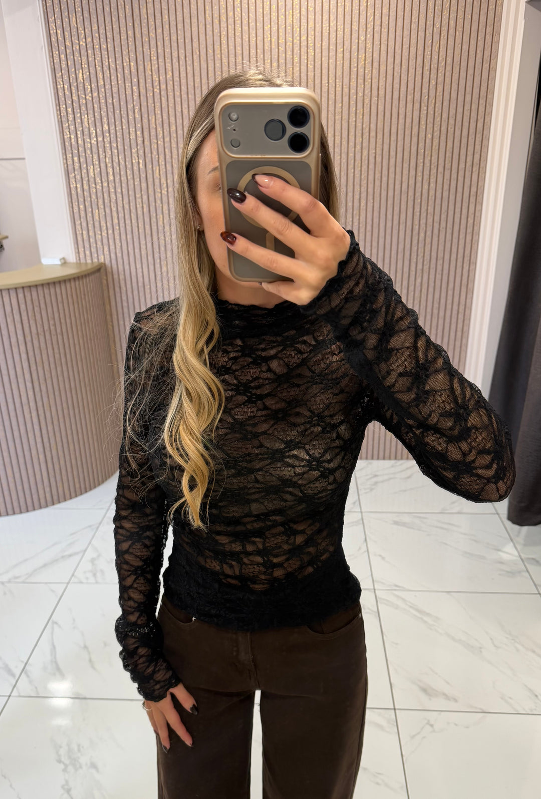 Shelley Sheer Lace Black Top