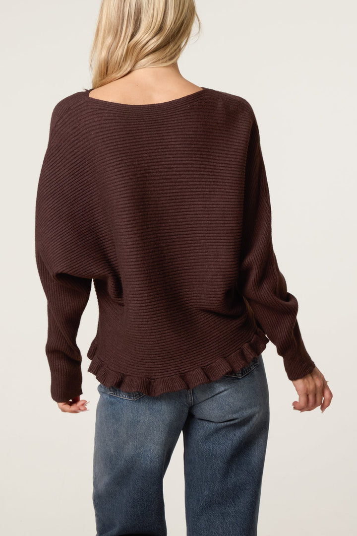 Pippa Peplum Chocolate Cardigan/Jumper