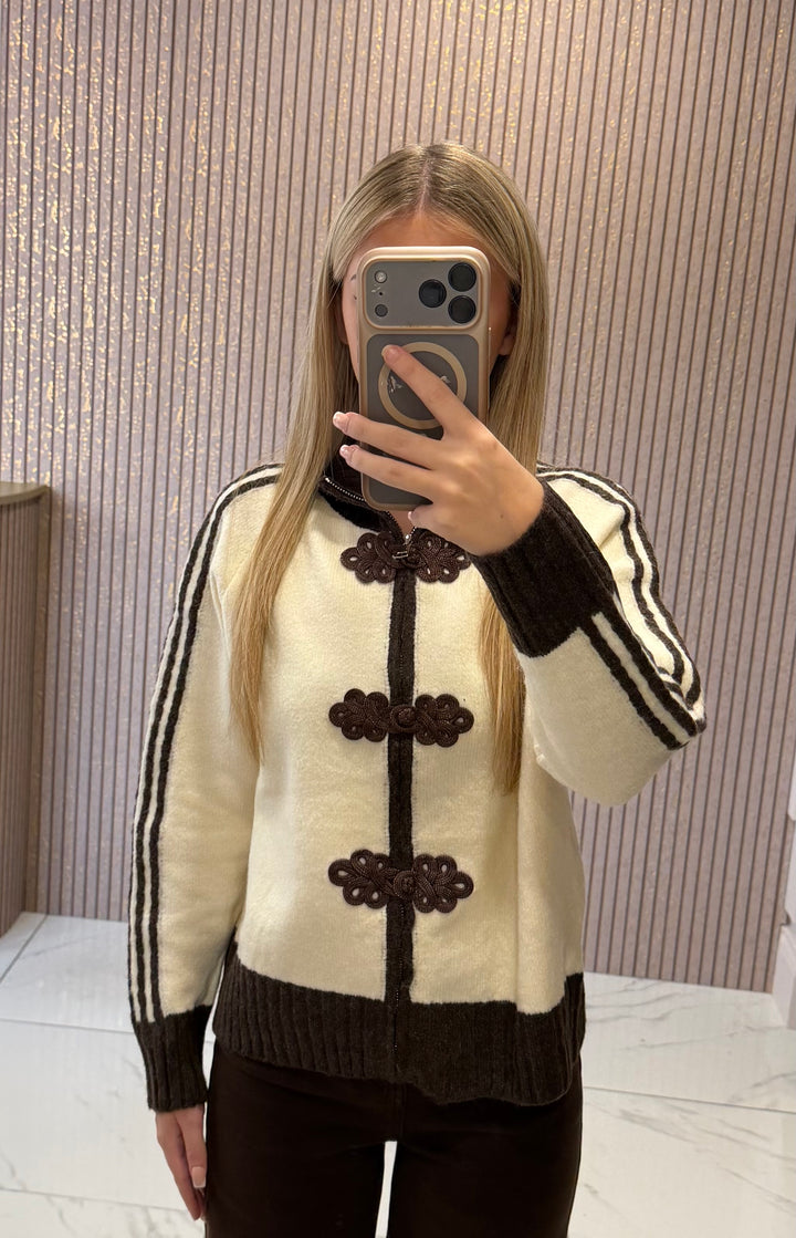 Cleo Chocolate &amp; Cream Cardigan/Jumper