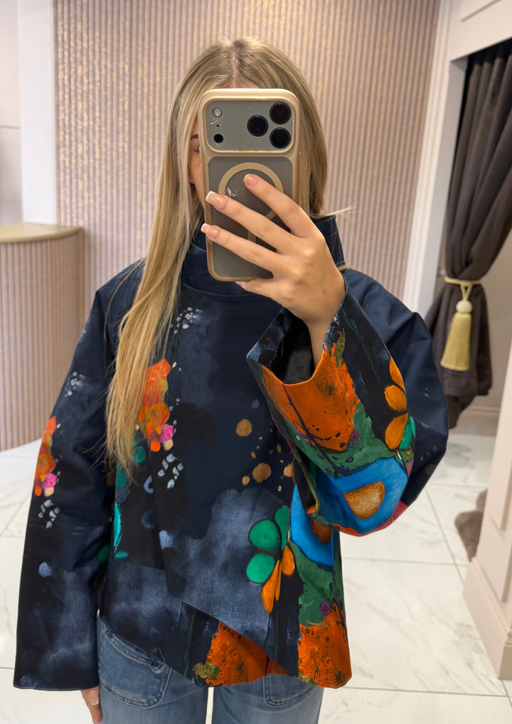 Dolce Navy Colourful Print Lightweight Jacket