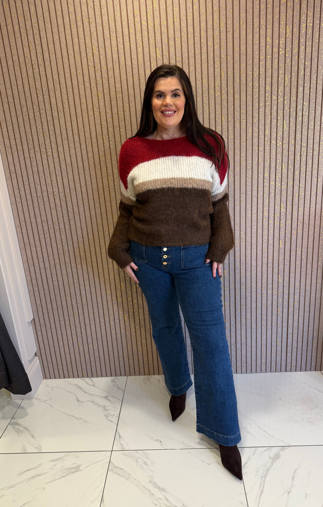 Petra Berry Striped Knit Jumper