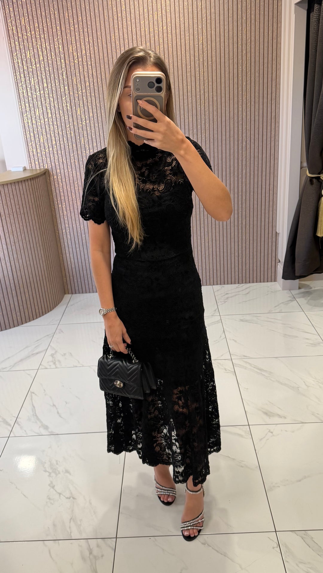 Willow Black Scallop Edge Lace Dress