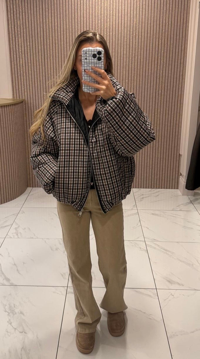 Lola Black Check Padded Coat/Jacket