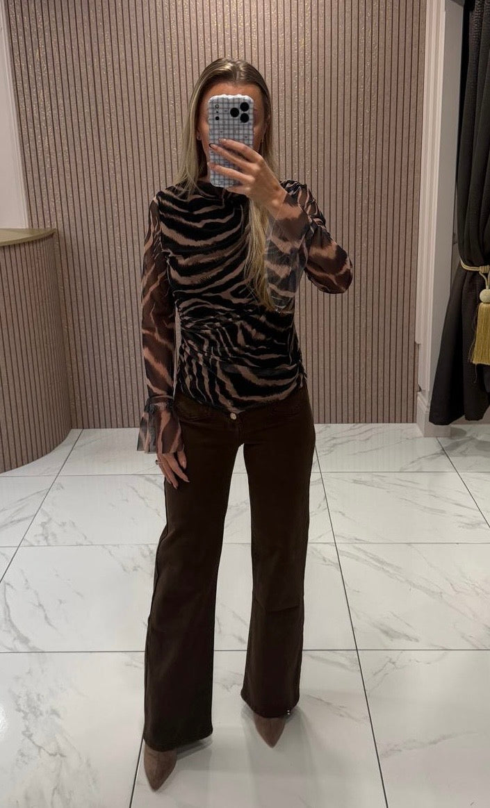 Mina Zebra Print Blouse/Top