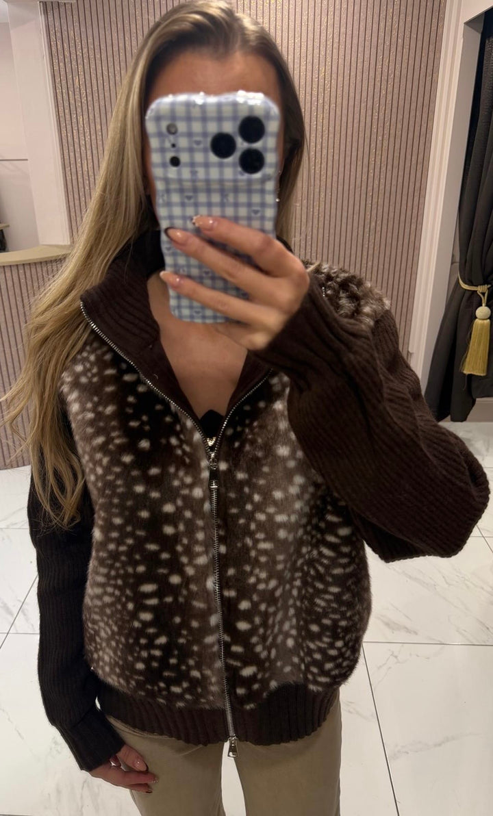 Bambi Inspired Faux Fur Chocolate Cardigan
