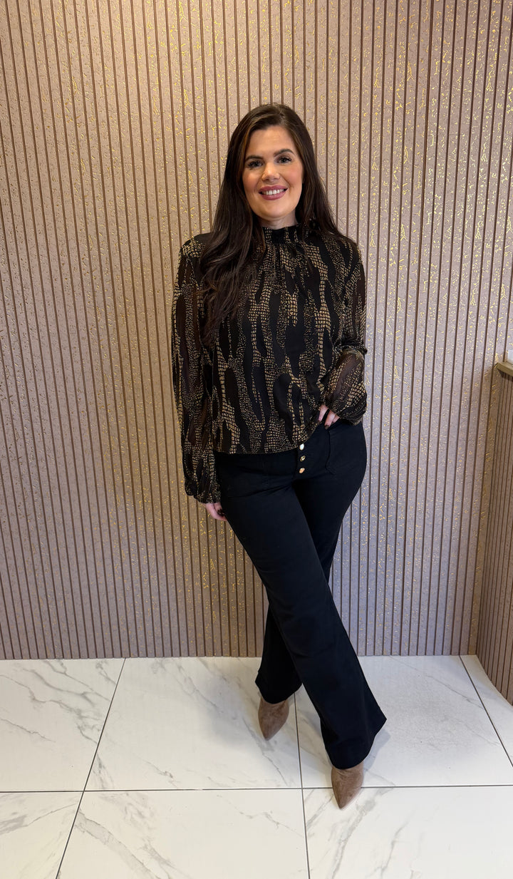 Gina Gold Snake Print Blouse