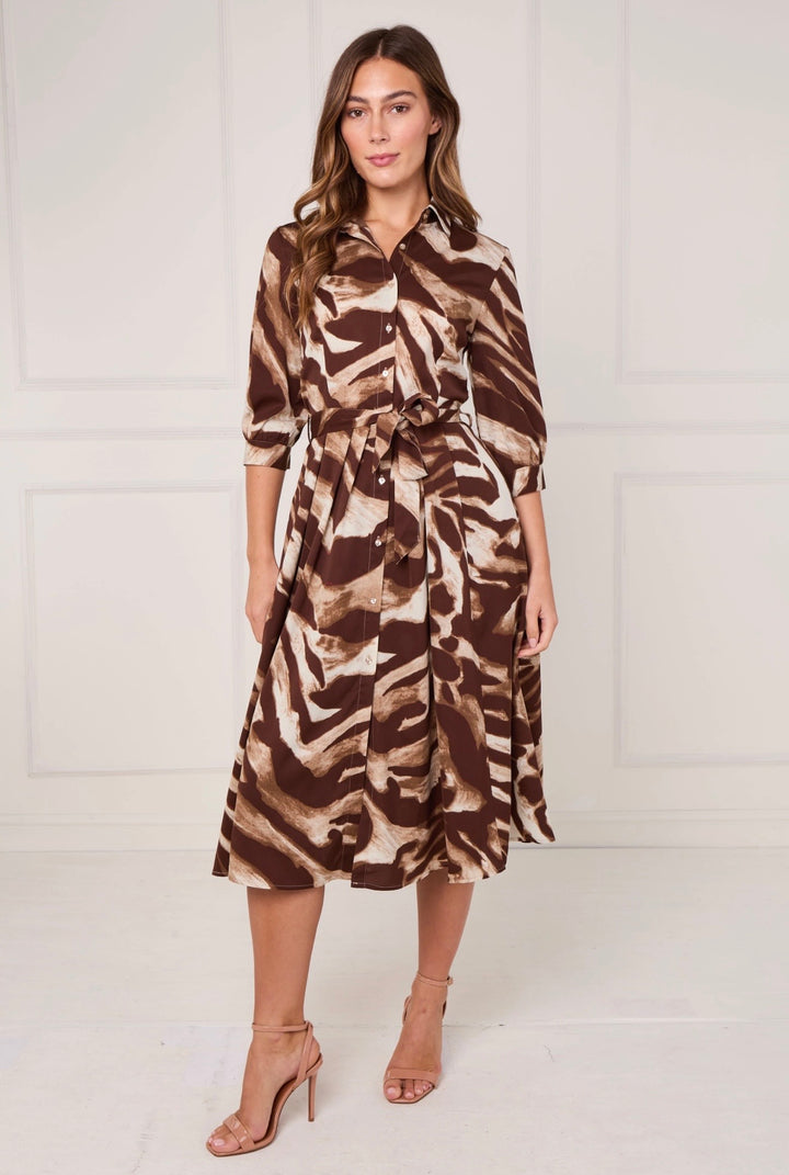 Stevie Abstract Print Belted Shirt Dress