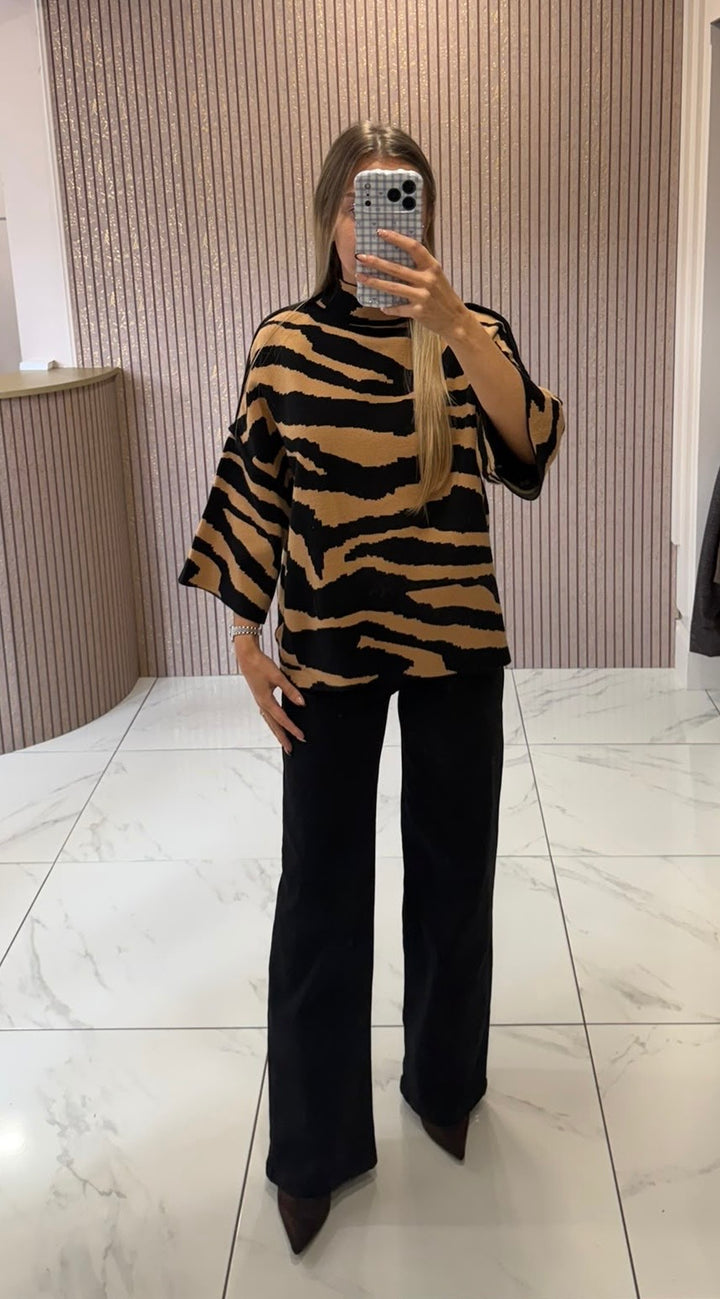 Isabella Zebra Print Knit Top/Jumper