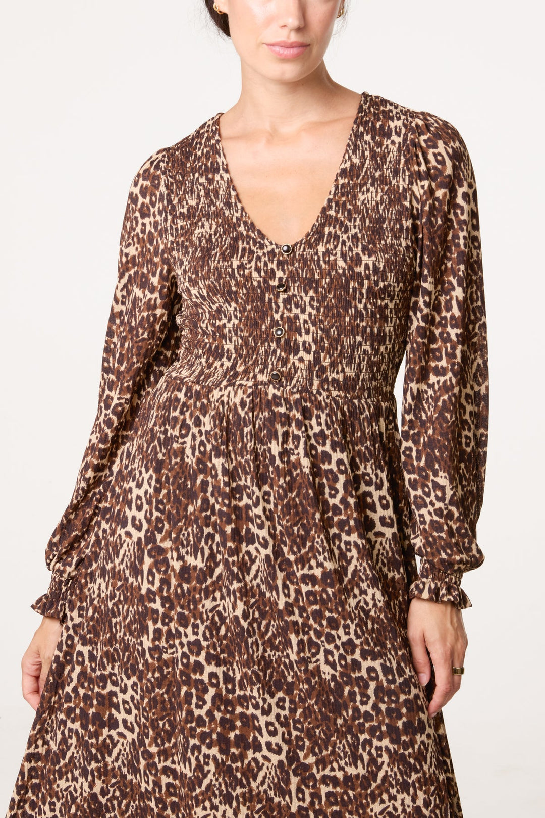 Polly Leopard Print Button Front Dress
