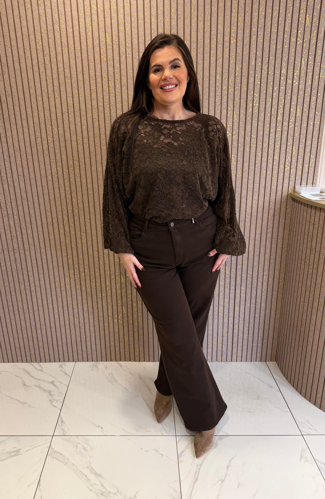 Madeline Chocolate Floral Lace Top
