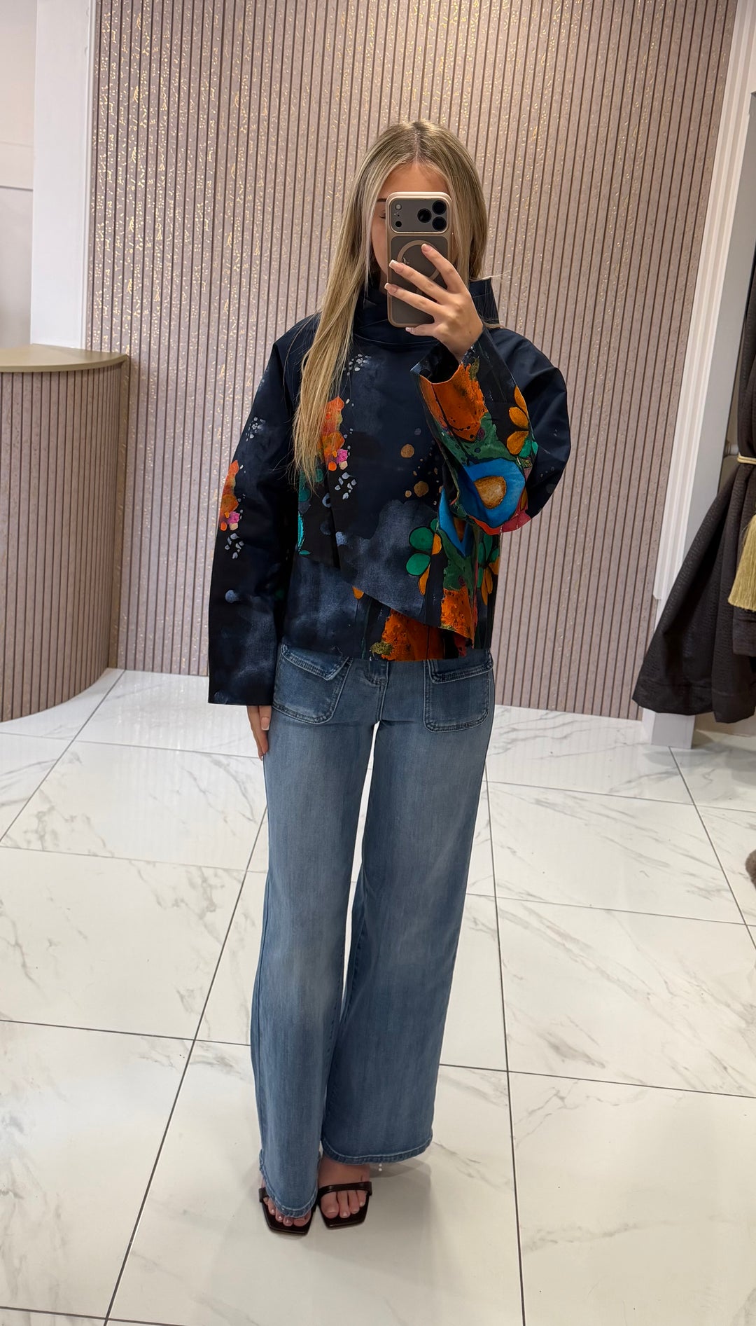 Dolce Navy Colourful Print Lightweight Jacket