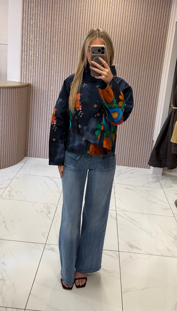 Dolce Navy Colourful Print Lightweight Jacket