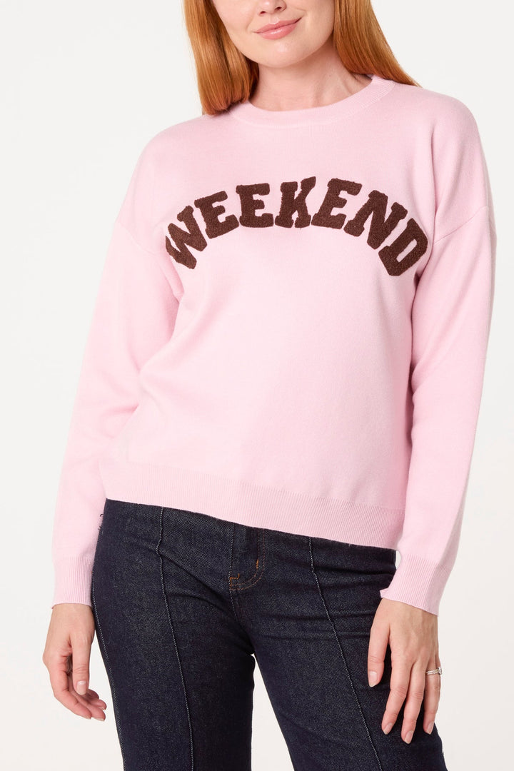 Weekend Pink &amp; Chocolate Knit Jumper