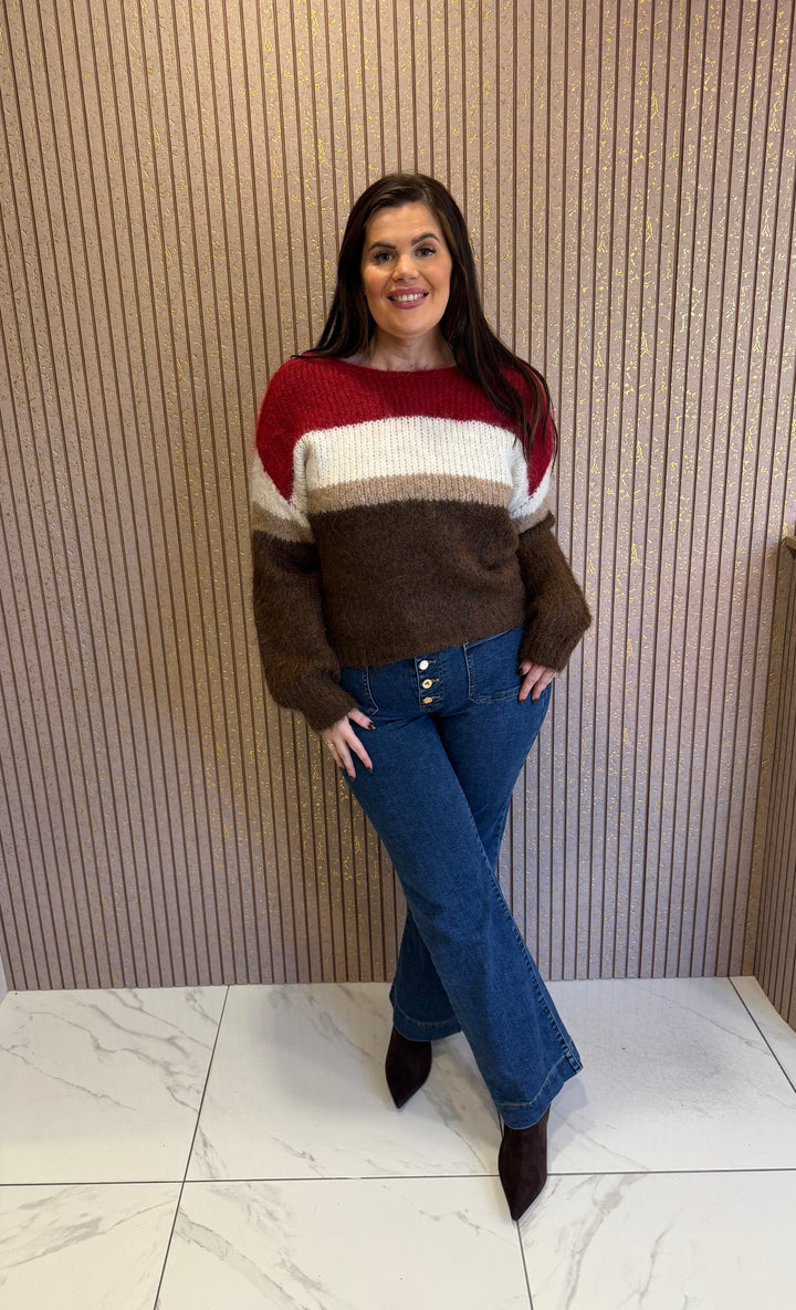 Petra Berry Striped Knit Jumper