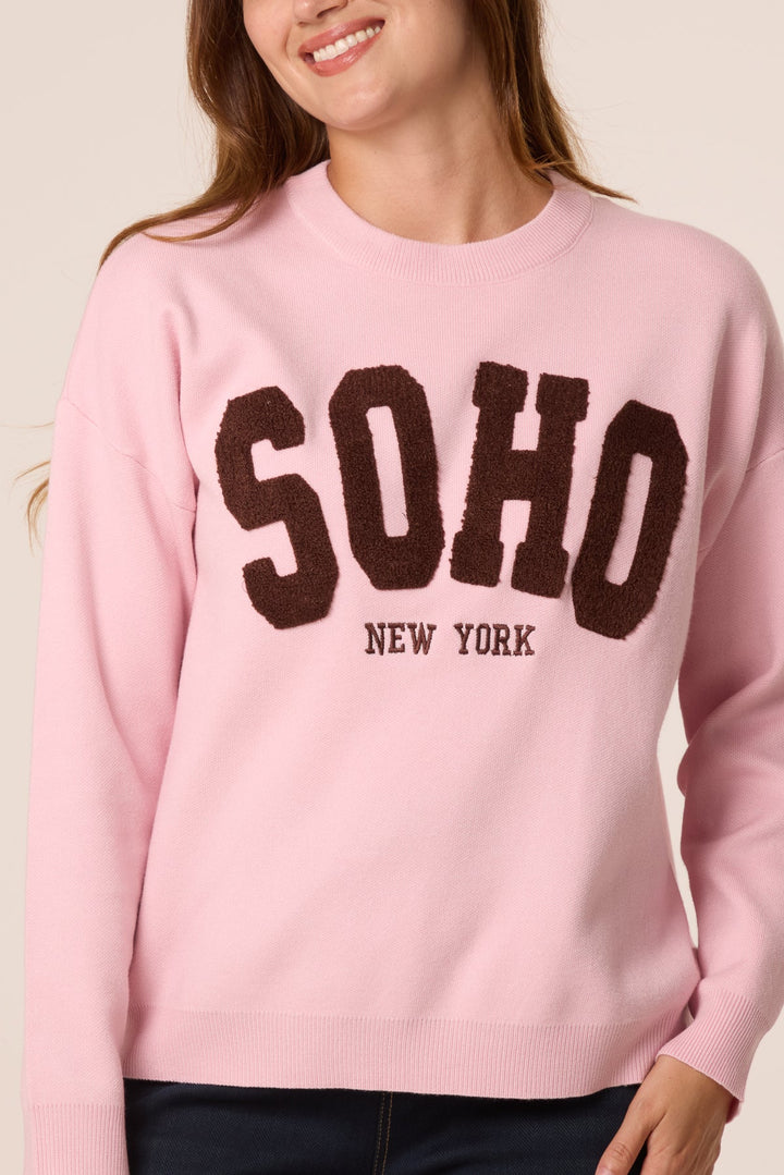 SOHO New York Pink &amp; Chocolate Knit Jumper