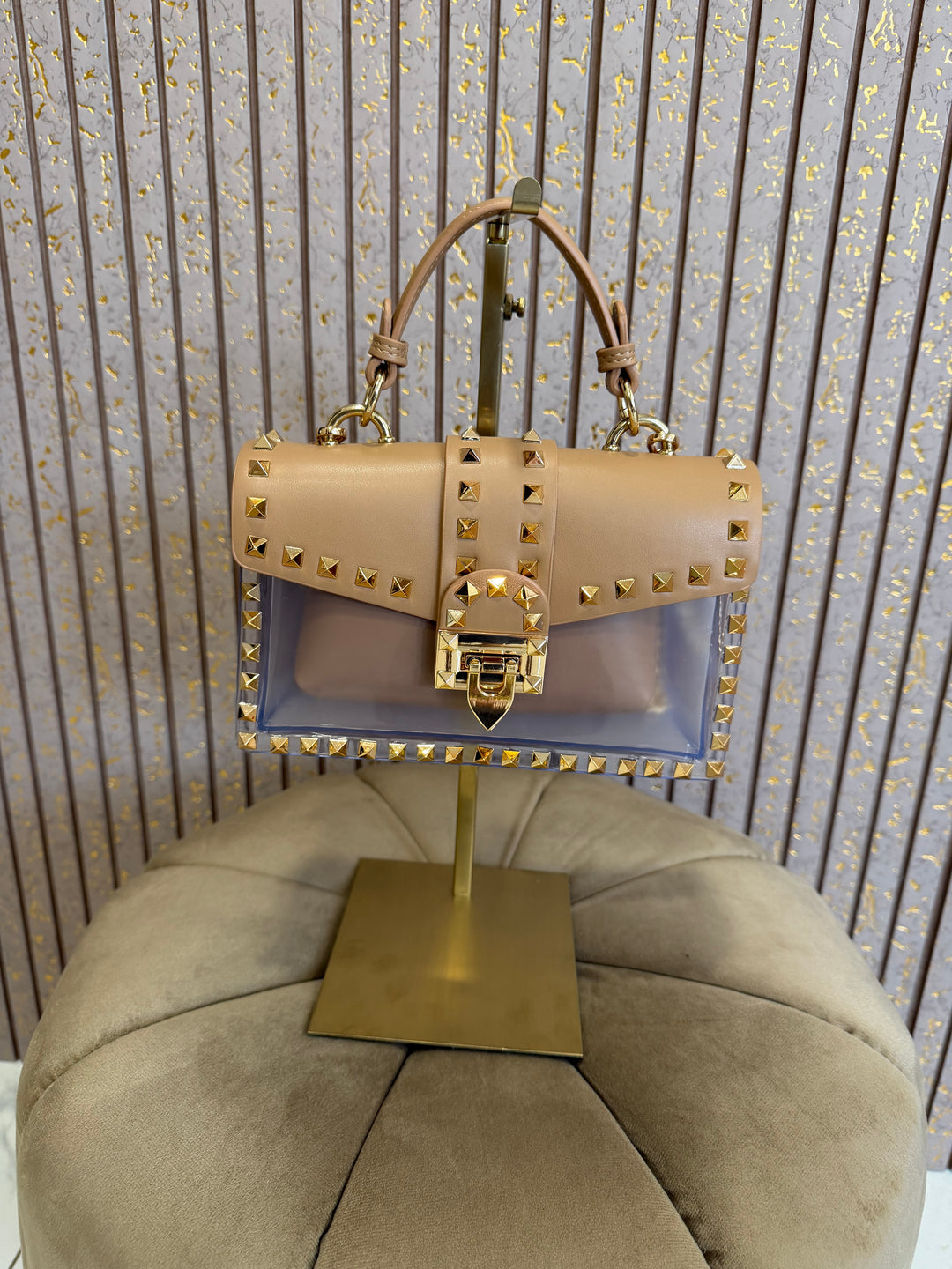 Anais Gold Stud Handbag With Detachable Long Strap