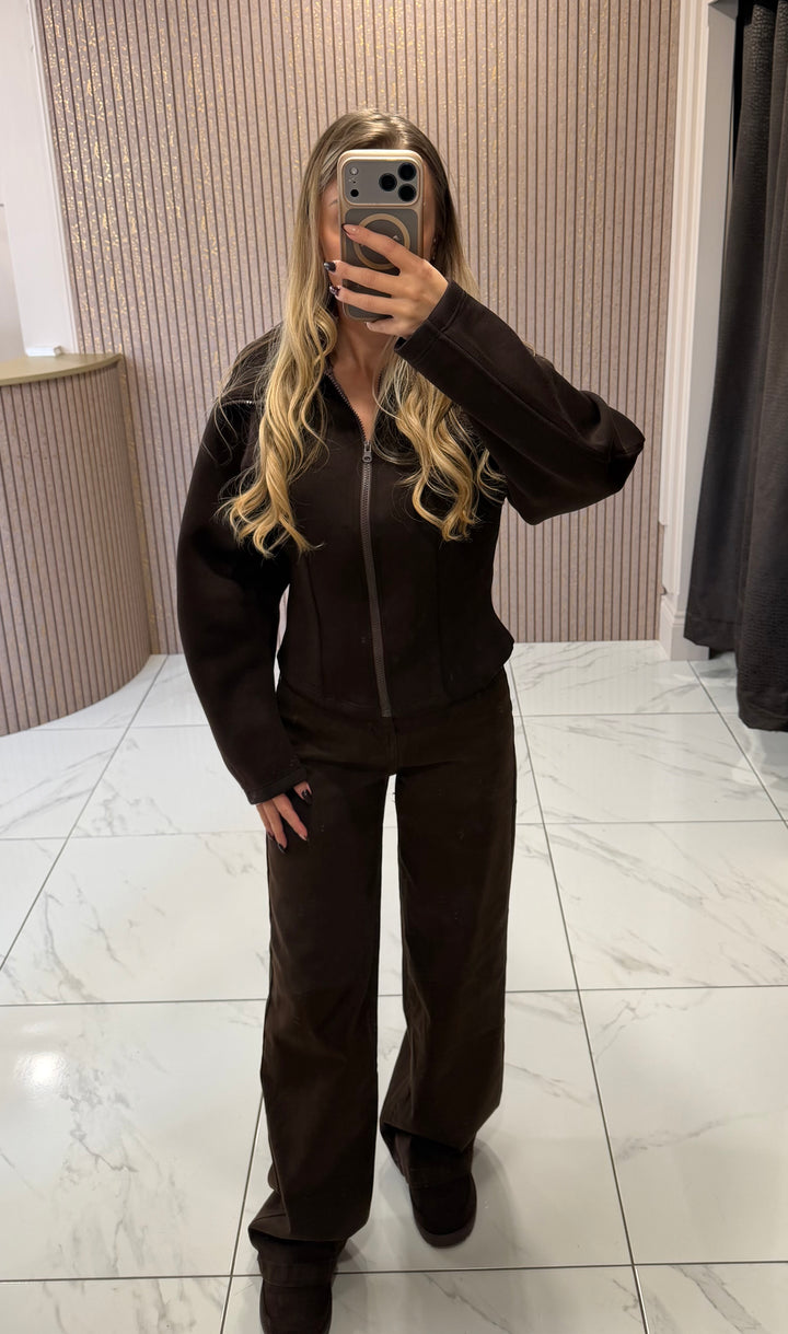 Eleanor Exaggerated Collar Chocolate Jacket