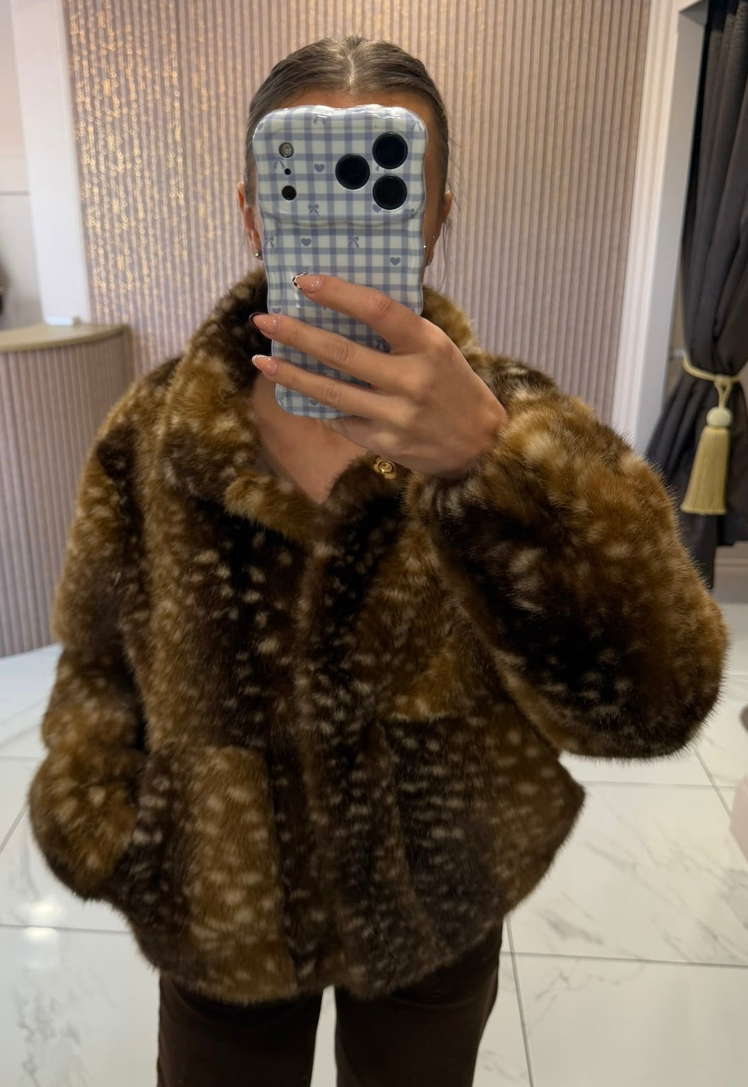 Savannah Deer Print Ultra-soft Faux Fur Jacket
