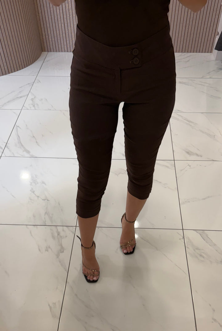 Tammy Chocolate Tailored Capri Trousers