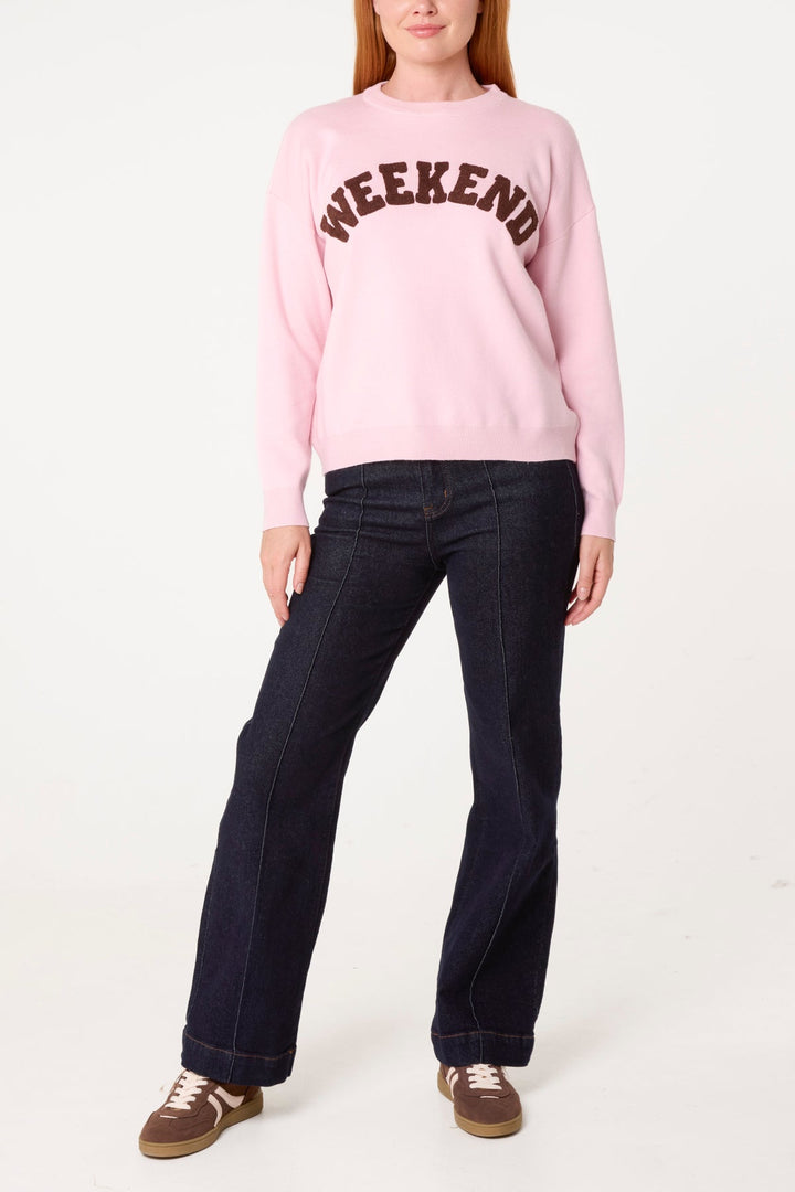 Weekend Pink &amp; Chocolate Knit Jumper