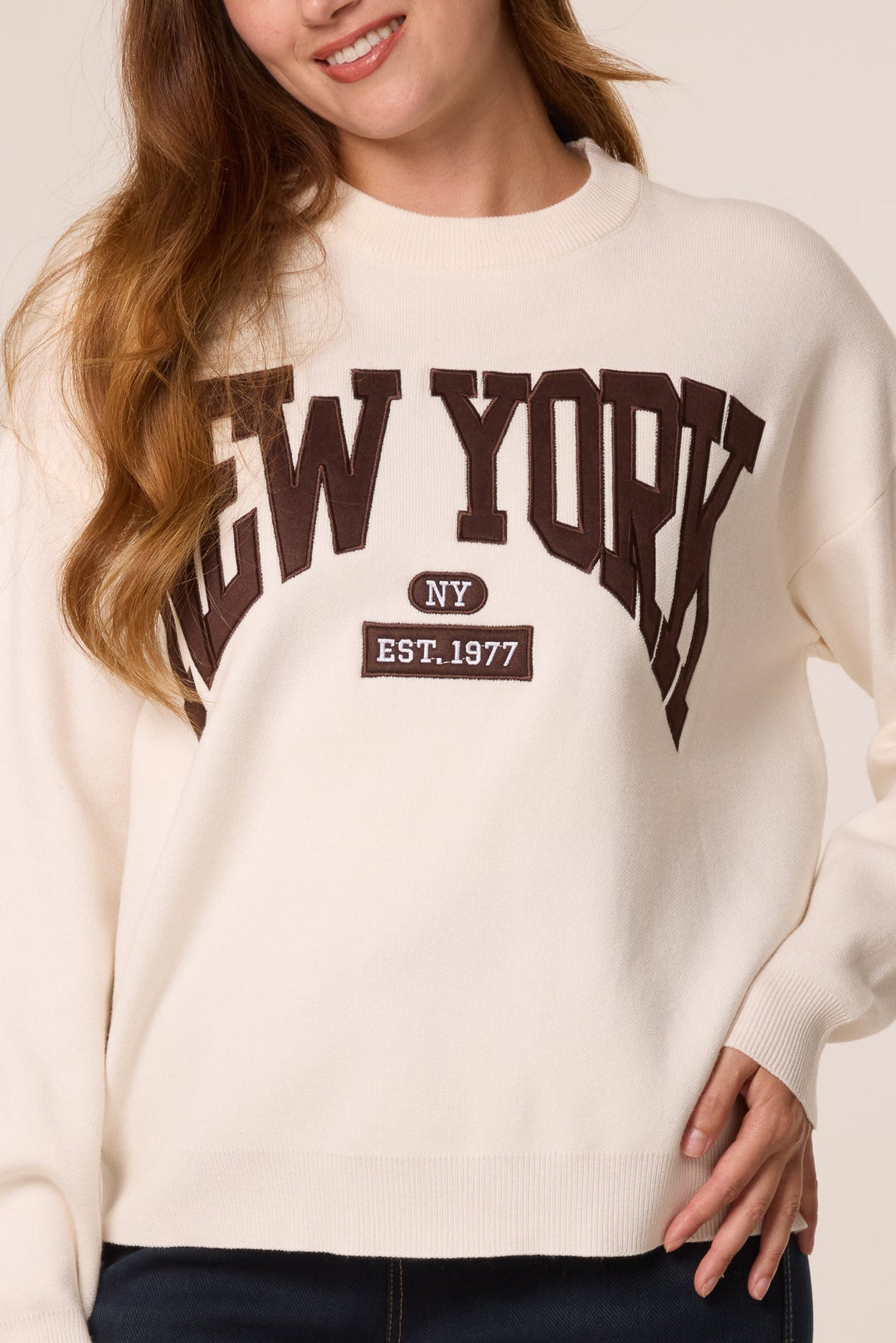 NEW YORK 1977 Cream Knit Jumper