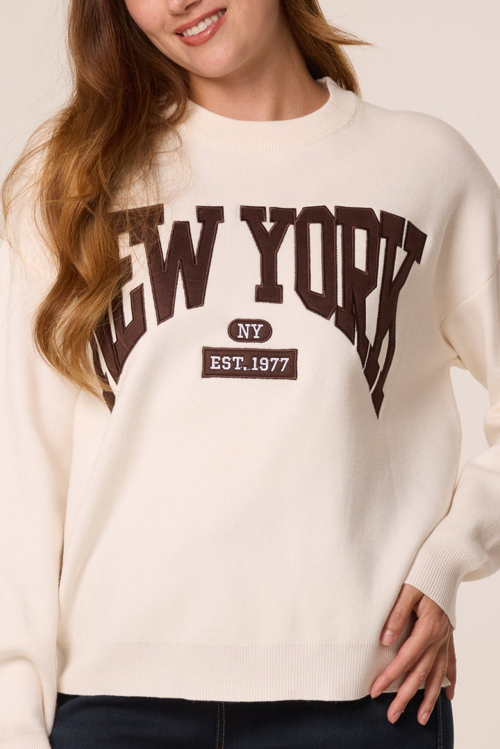 NEW YORK 1977 Cream Knit Jumper
