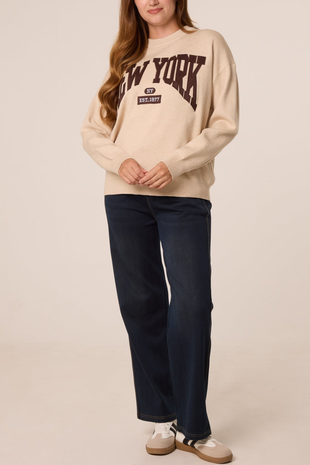NEW YORK 1977 Beige Knit Jumper
