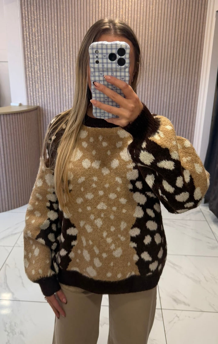 Rosie Deer Print Knit Jumper