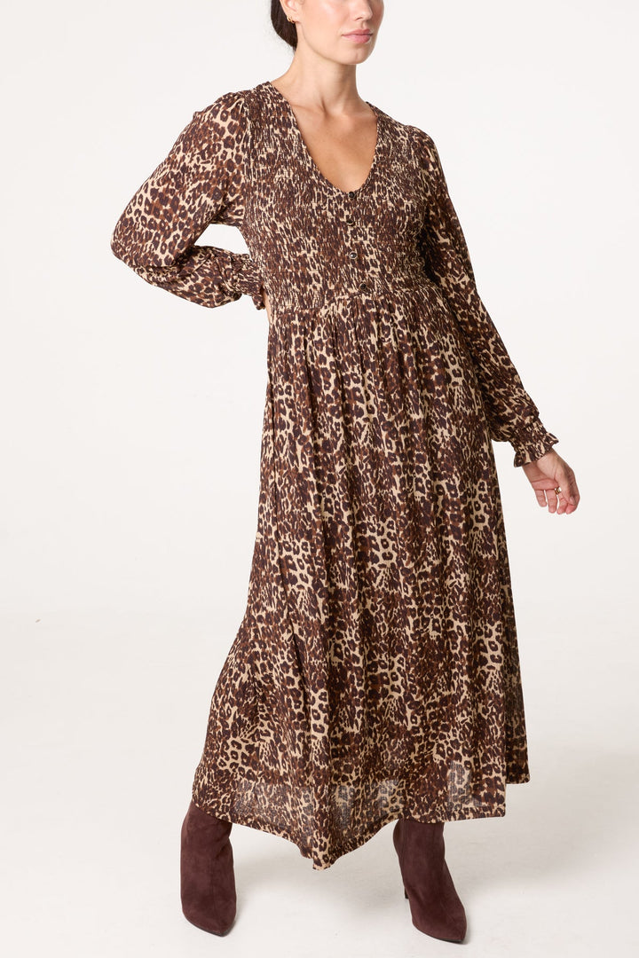 Polly Leopard Print Button Front Dress