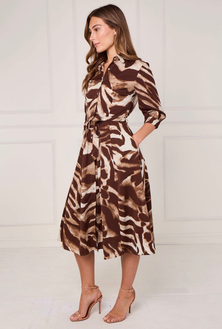 Stevie Abstract Print Belted Shirt Dress