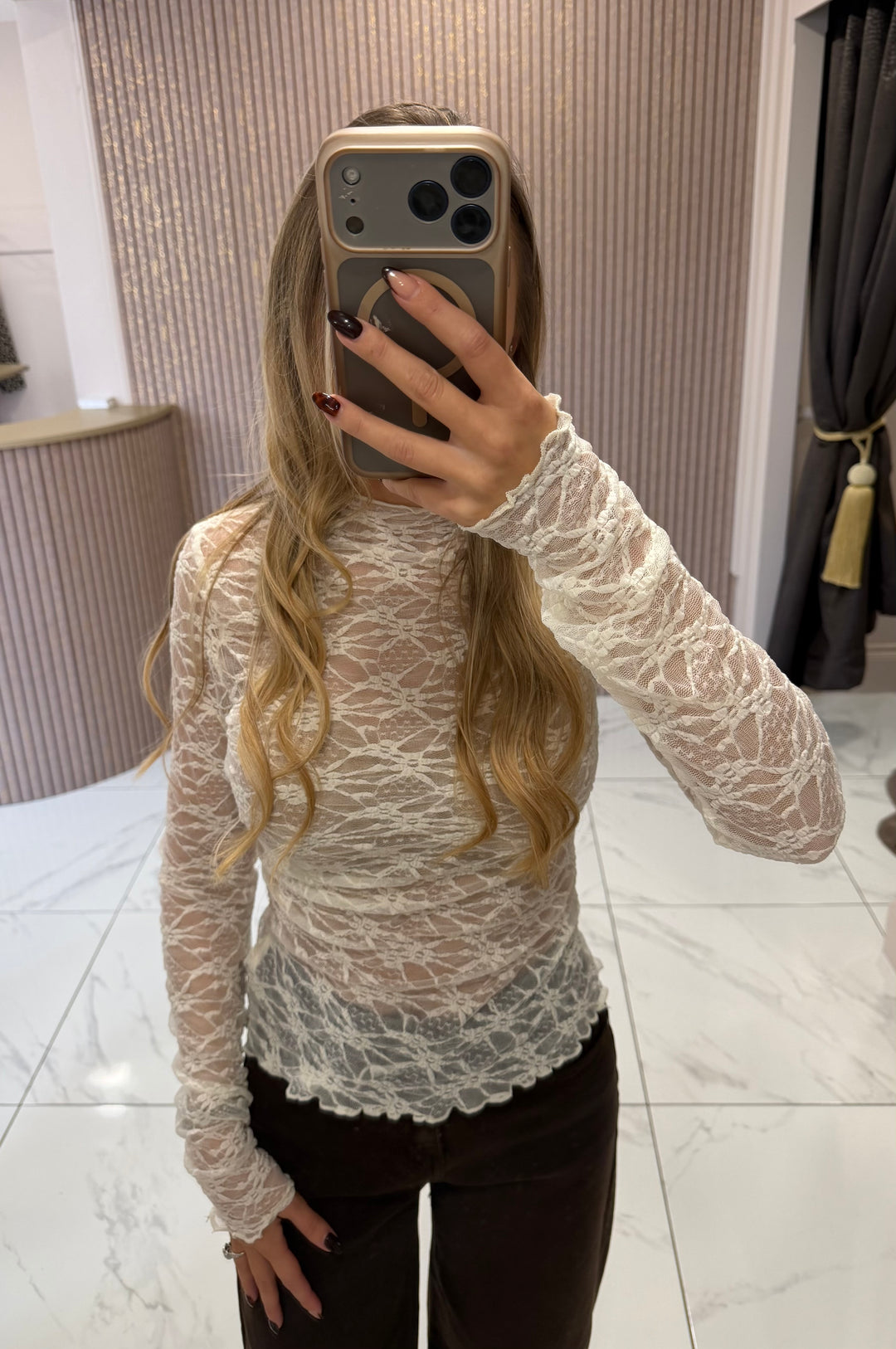 Shelley Sheer Lace Cream Top