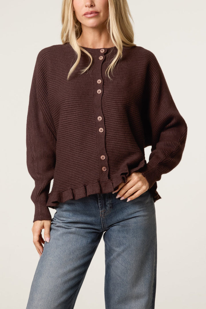 Pippa Peplum Chocolate Cardigan/Jumper