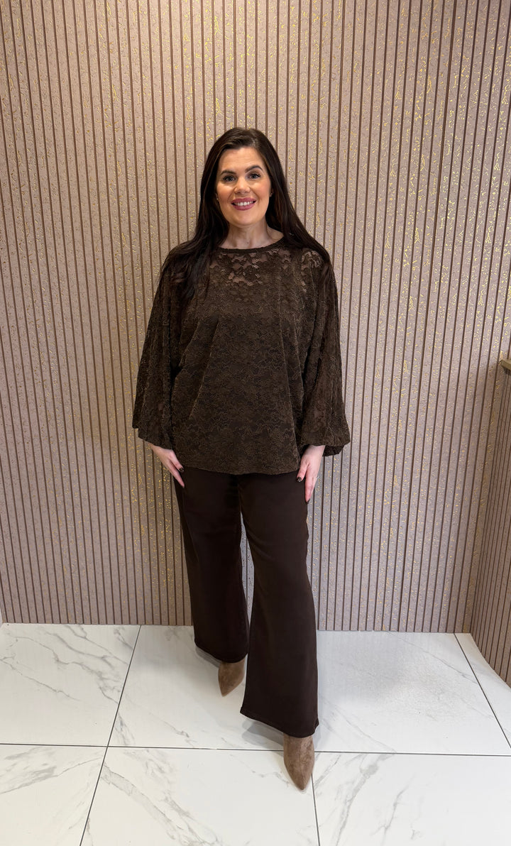 Madeline Chocolate Floral Lace Top