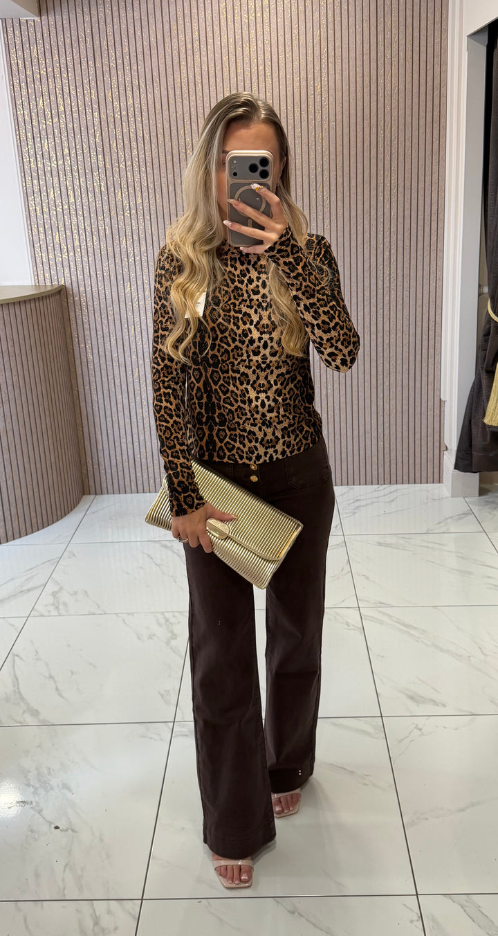 Darla Leopard Print Long Sleeve Top