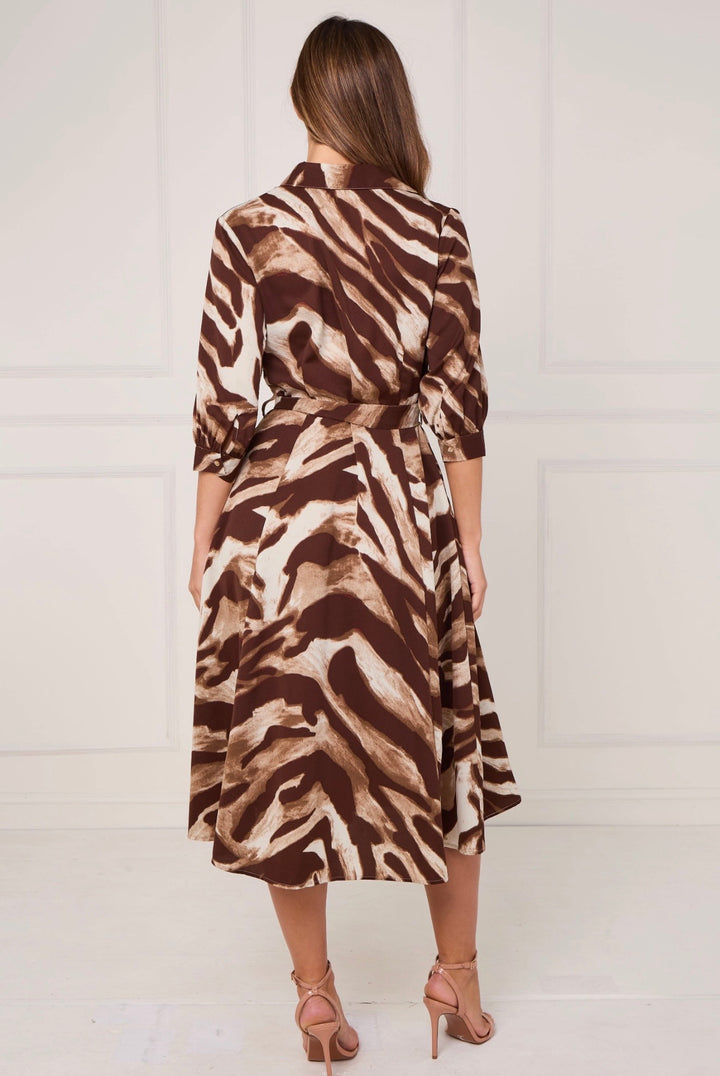 Stevie Abstract Print Belted Shirt Dress
