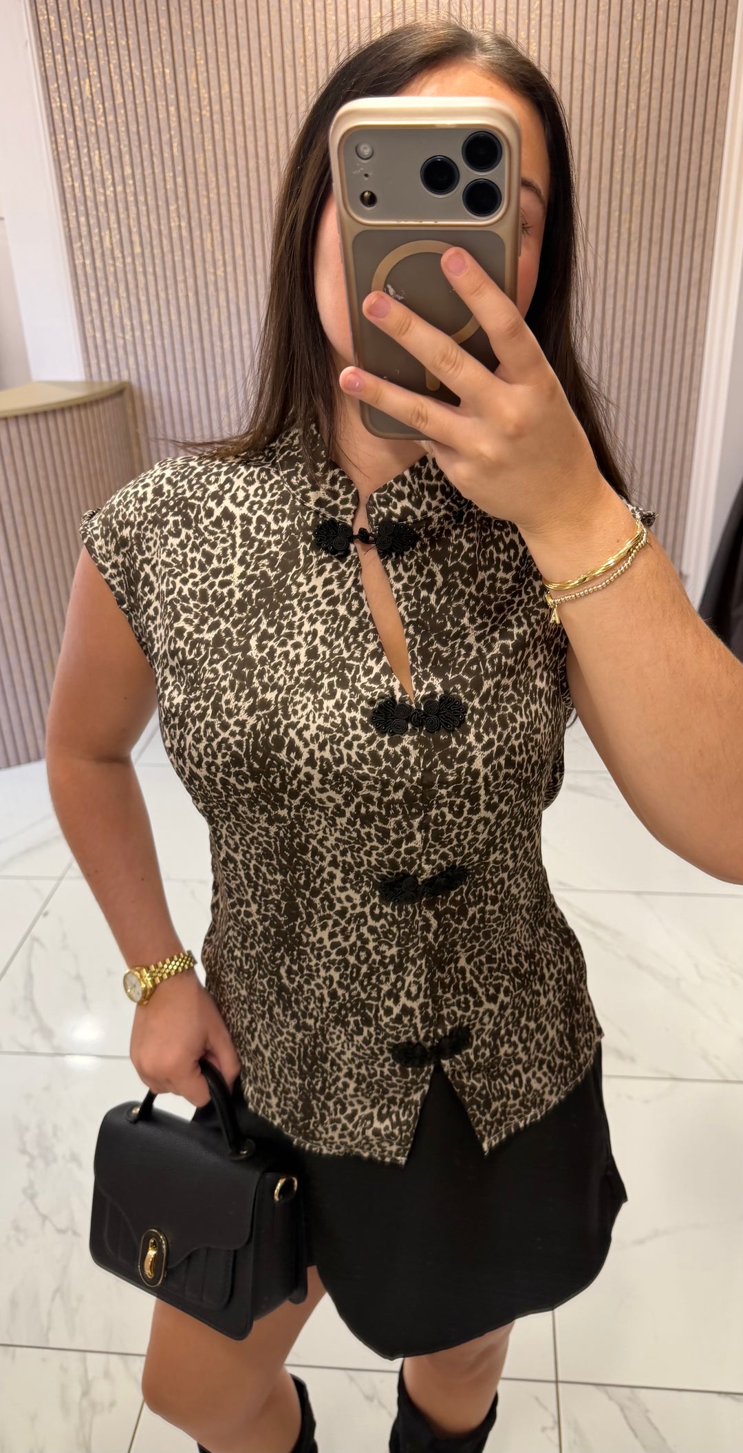 Leonie Leopard Print Oriental Style Top/Blouse