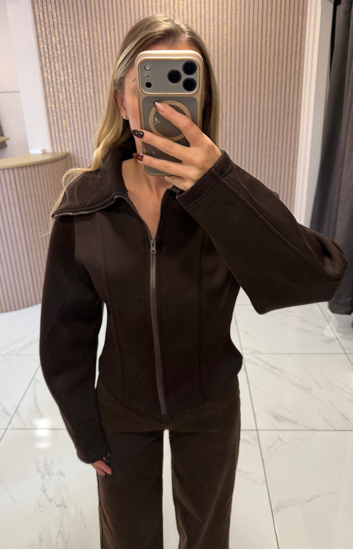 Eleanor Exaggerated Collar Chocolate Jacket