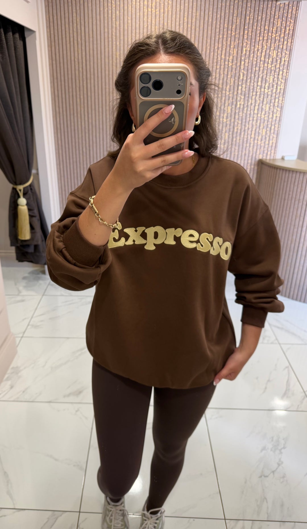 Expresso Chocolate &amp; Cream Embroidered Sweater
