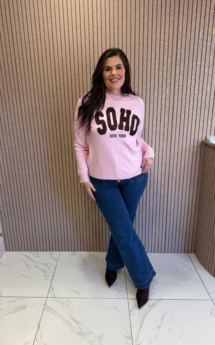 SOHO New York Pink &amp; Chocolate Knit Jumper