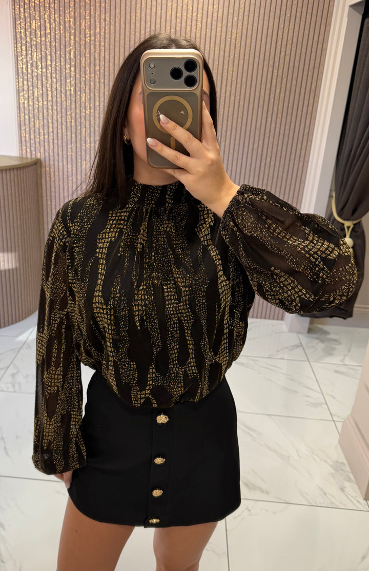 Gina Gold Snake Print Blouse