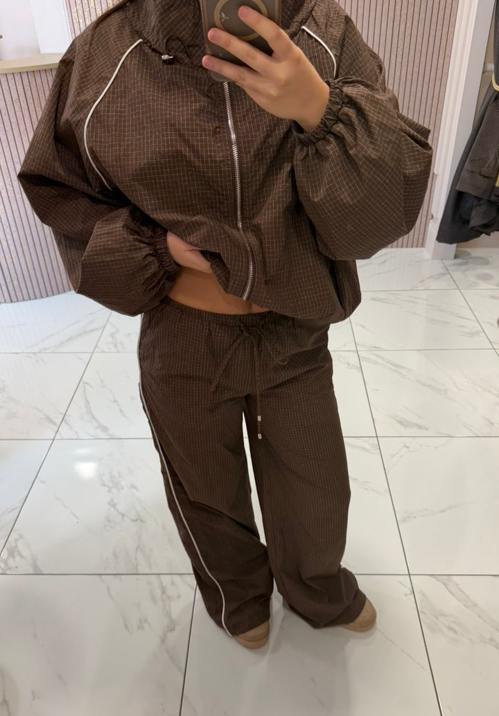 Mabel Chocolate Fine Check Co Ord/Tracksuit