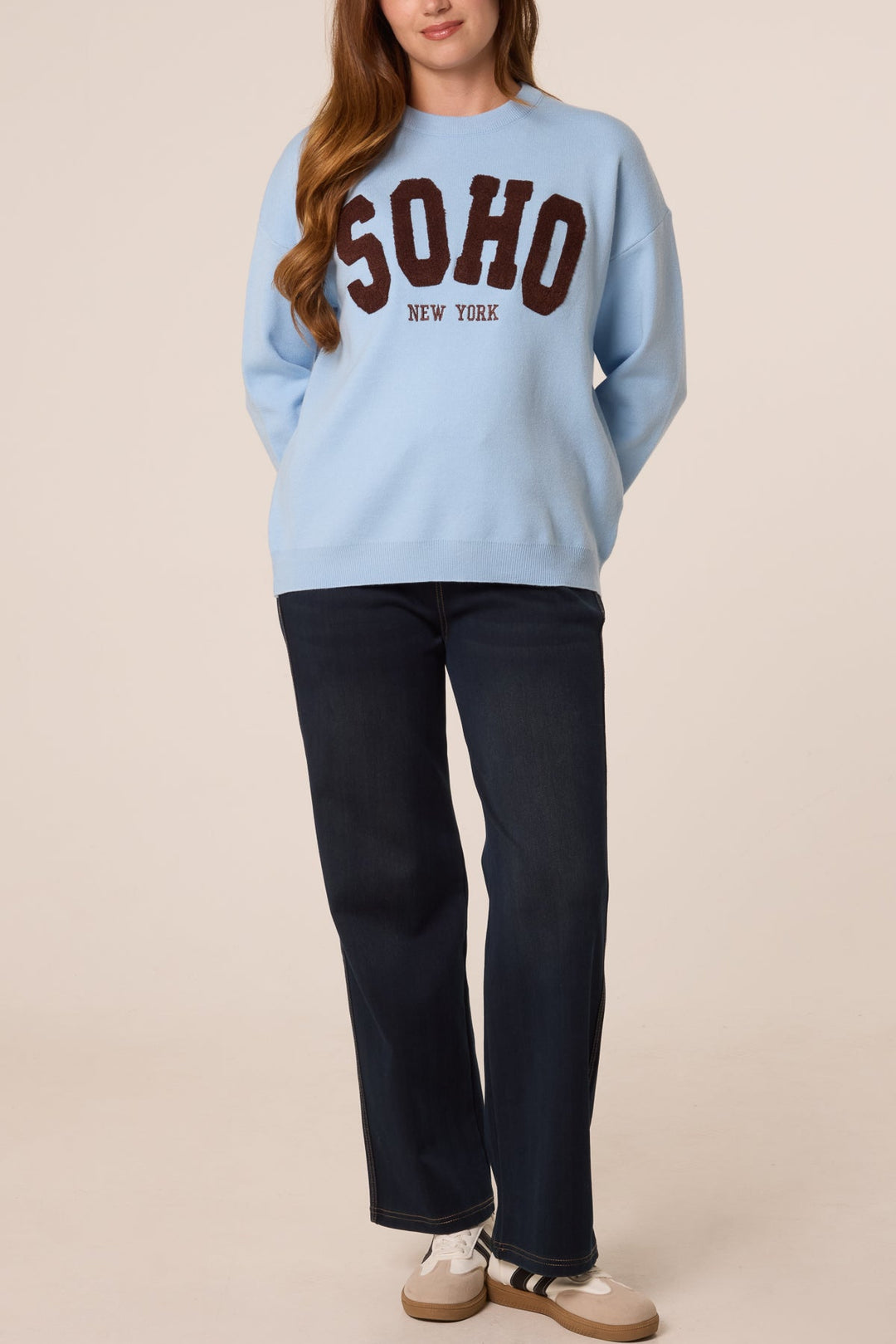 SOHO New York Blue &amp; Chocolate Knit Jumper