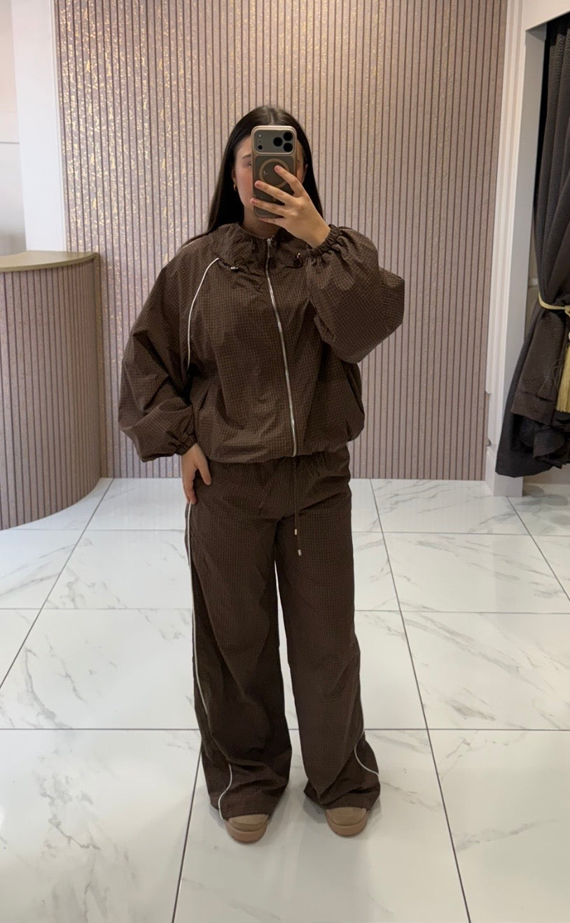 Mabel Chocolate Fine Check Co Ord/Tracksuit