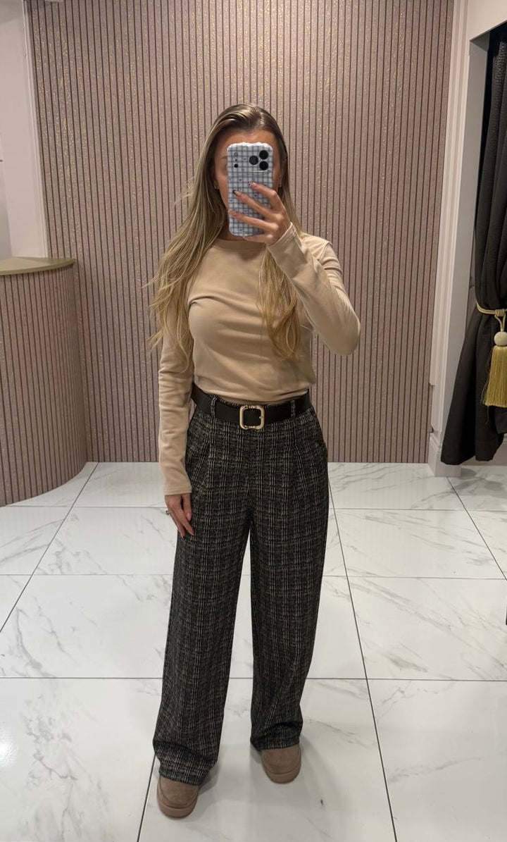 Tianna Brown, Black &amp; Cream Tailored Belted Trousers