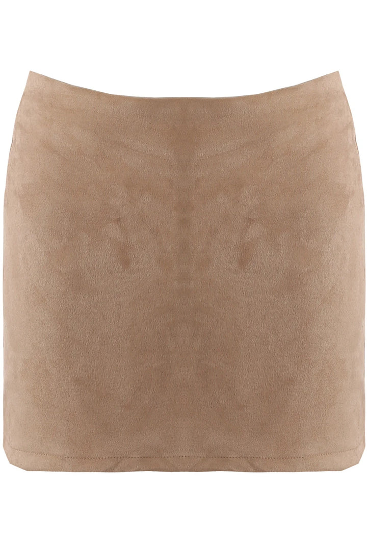 Luna Beige Faux Suede Skort