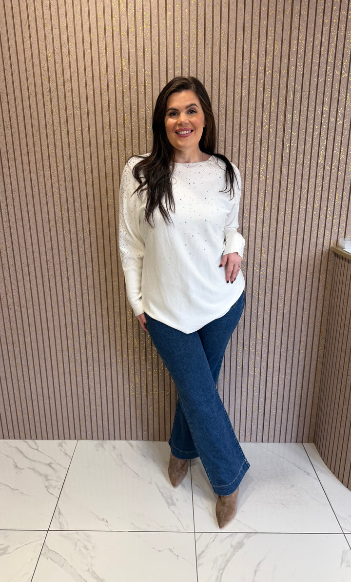 Diamanté Embellished Stud Knit Jumper