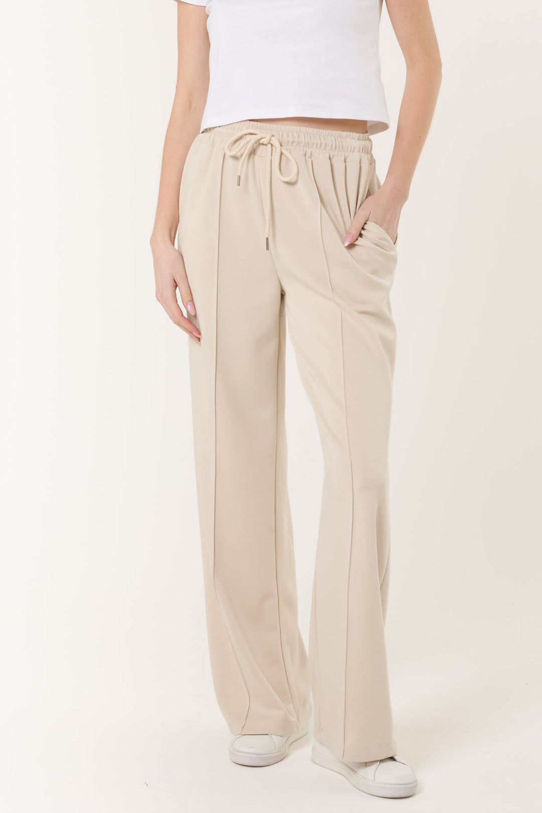 PETITE Cream Seam Front Jogger Trousers