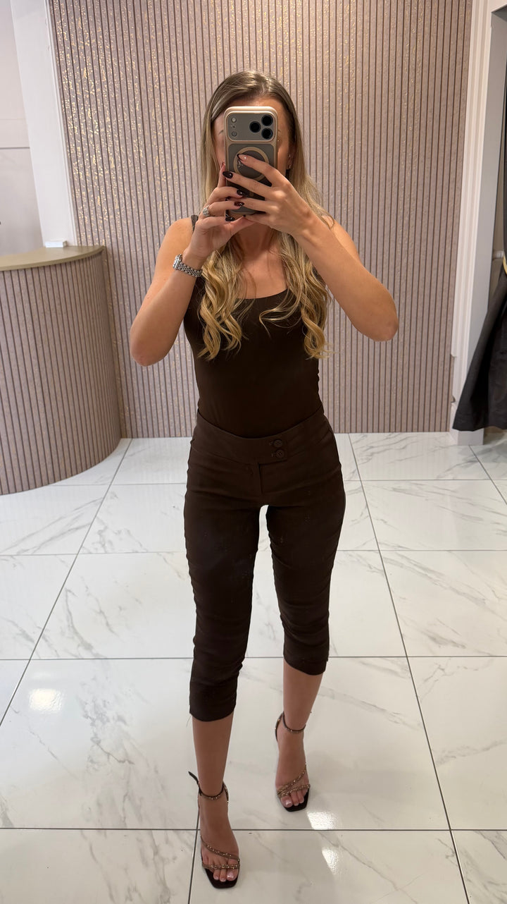 Tammy Chocolate Tailored Capri Trousers