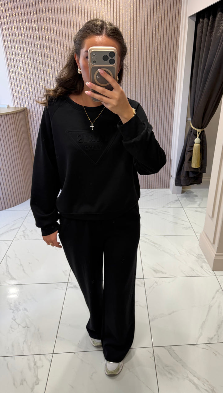 Paris Black Sweater &amp; Jogger Trousers Co Ord