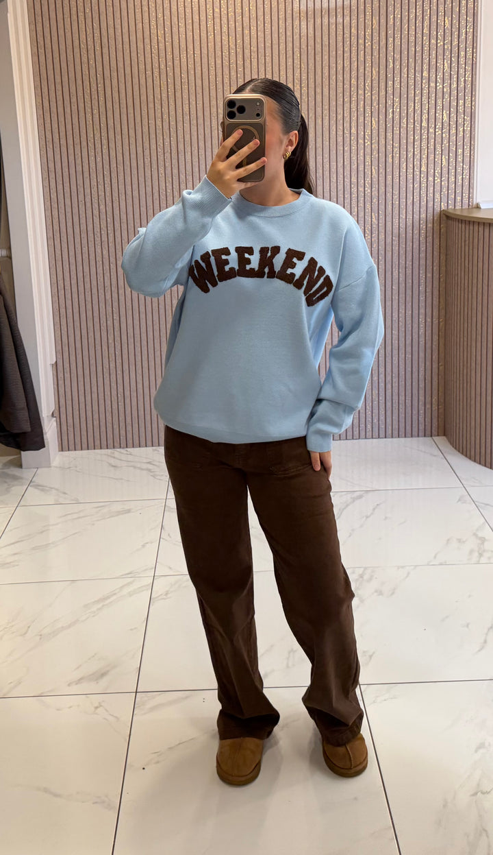 Weekend Blue &amp; Chocolate Knit Jumper